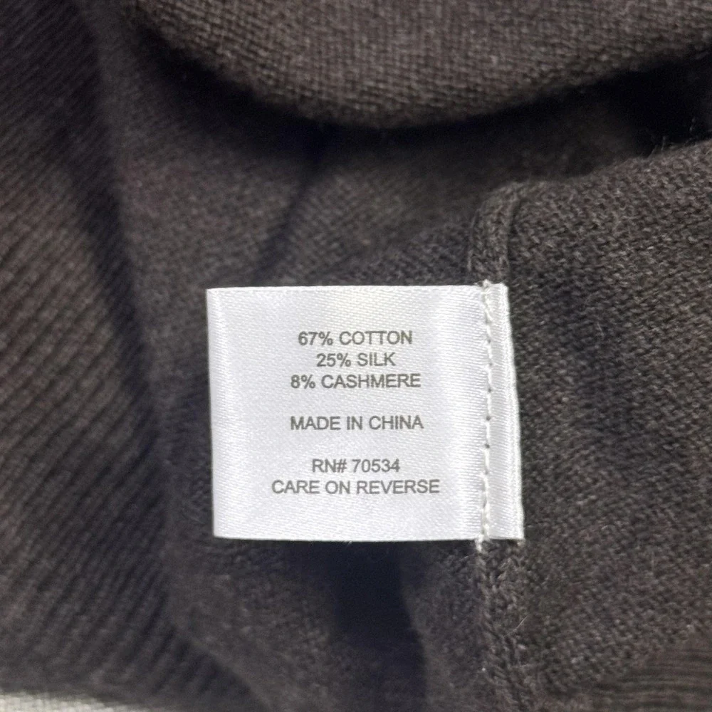 Orvis Pullover Sweater Mens M Brown Cotton Silk Cashmere Lightweight Collared